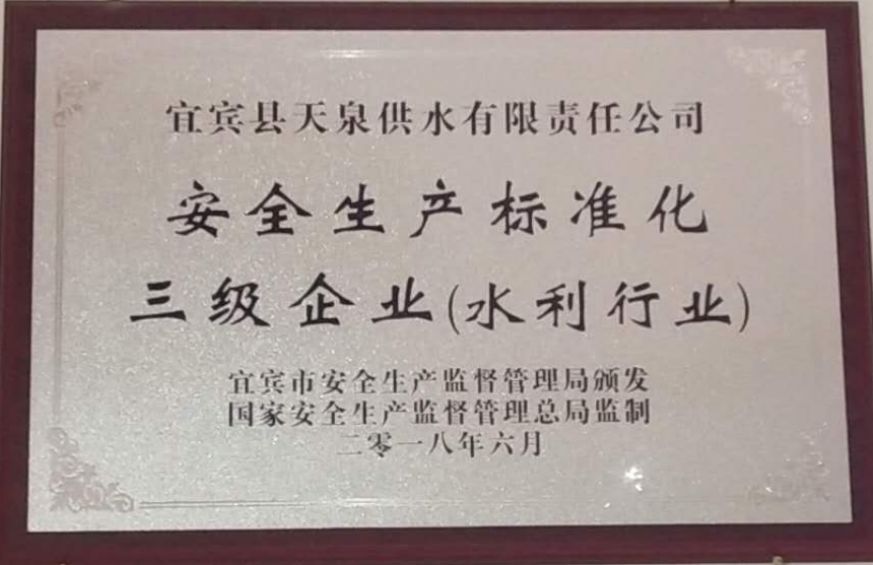 金秋傳捷報 天泉公司喜獲“安全生產(chǎn)標(biāo)準(zhǔn)化三級企業(yè)”稱號